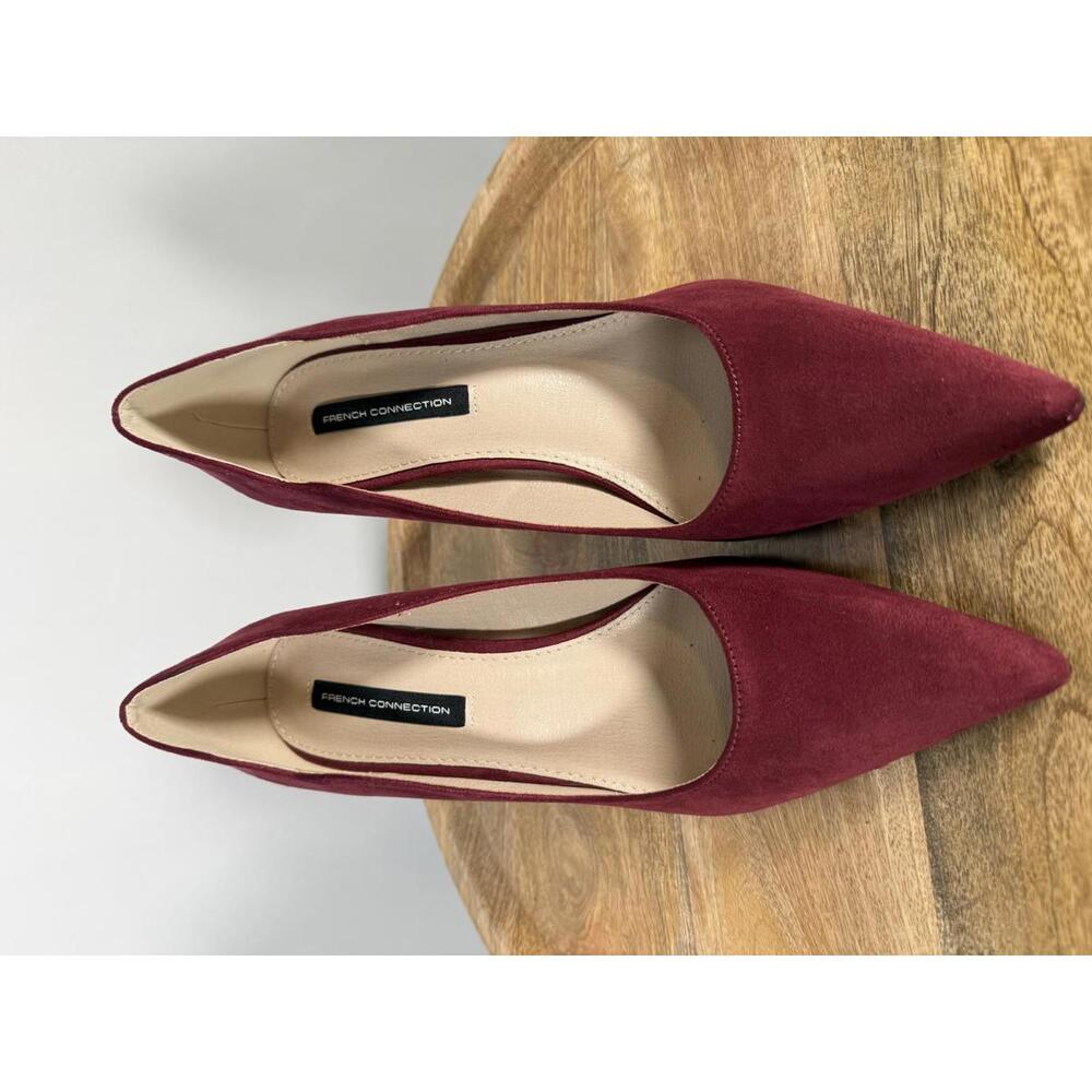 French Connection Burgundy Suede Pointed Toe Stiletto Heels Size 9 NWB - Picture 4 of 14